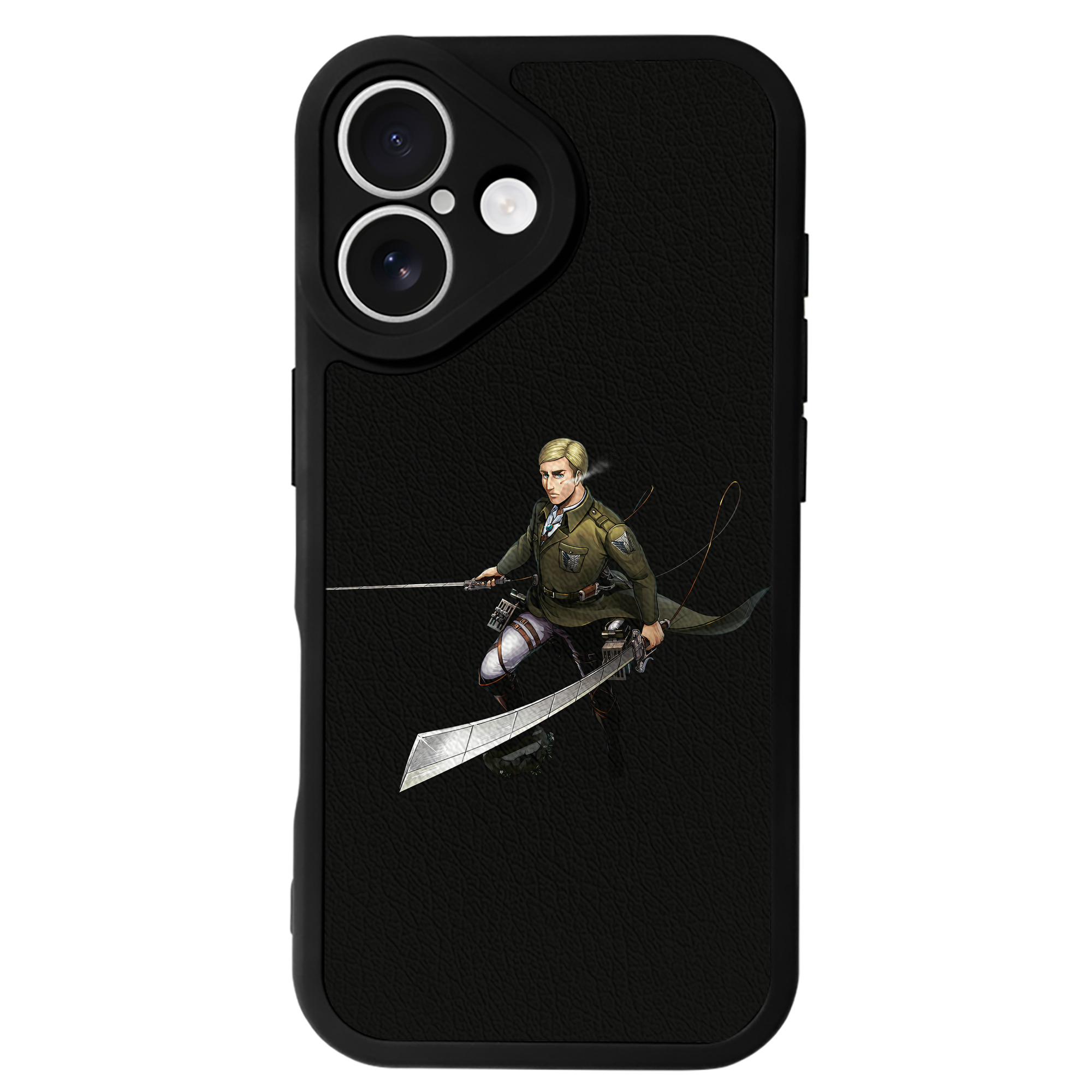 （画像用） 進撃の巨人 エルヴィン・スミス Attack on Titan Erwin Smith 【iPhone 16シリーズ対応】シリコンスマホケース（レザー調） 材質：シリコン